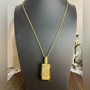 Cabi Faux Tortoise Acrylic Perfume Bottle Pendant Necklace 32” B22